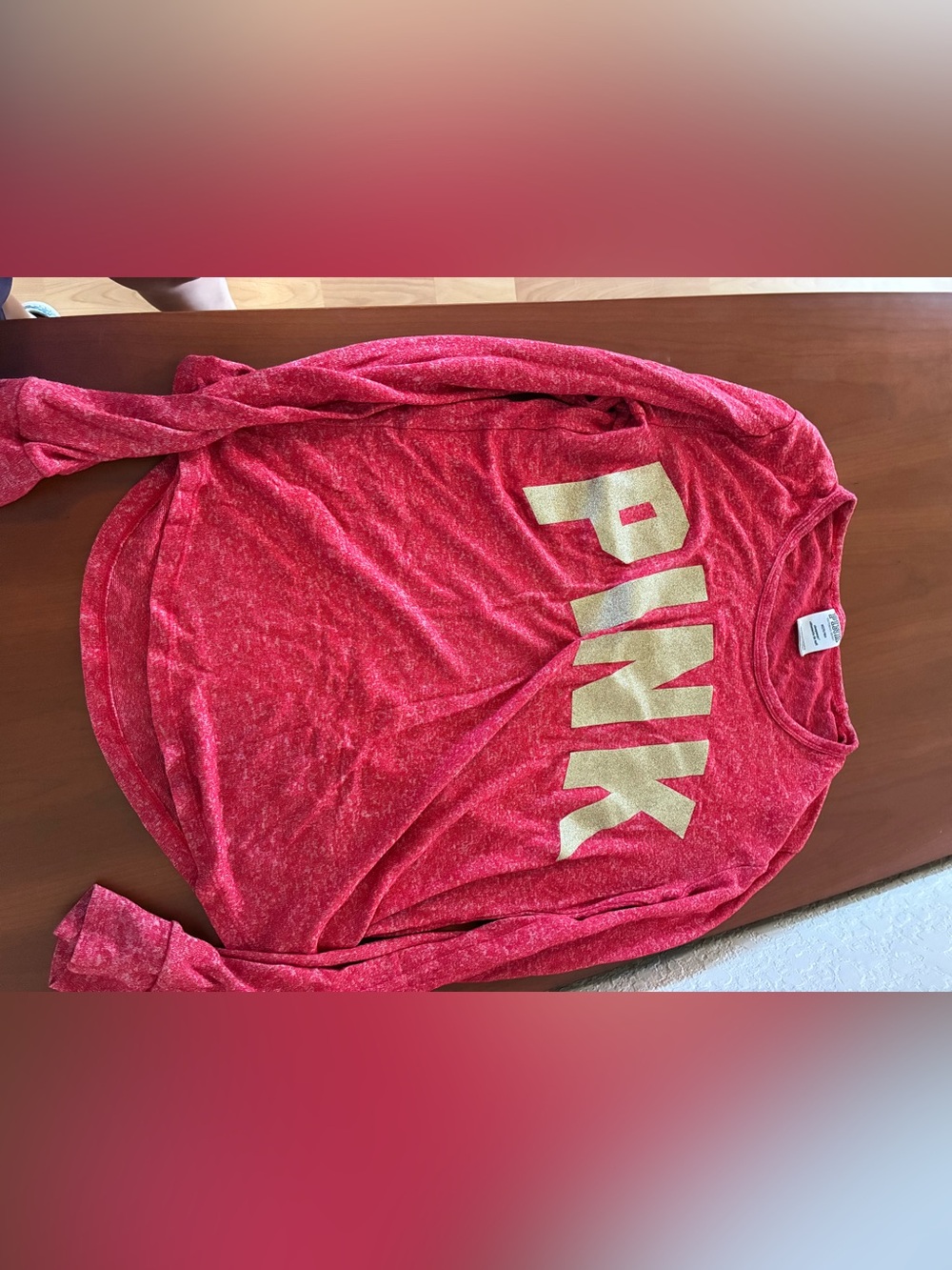 PINK Victoria's Secret Heathered Red Scoop Neck Top Sleepwear